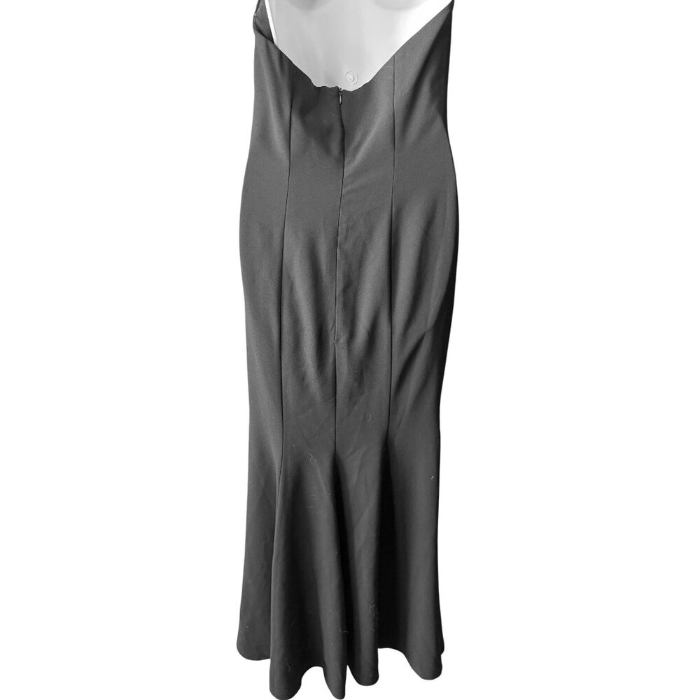 Miss Max Black Halter Evening Gown with Floral Appliqué Size 44 L - Picture 8 of 16